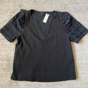 Anthropologie Current Air Black Puff Sleeve Top NWT